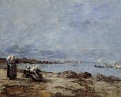 尤金 布丹 : Plougastel, Women Waiting for the Ferry